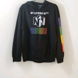 Nintendo 64 Black Sweater with Colorful Stripe Design Size M